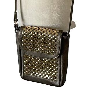 Colab Pewter Crossbody Studded Bag